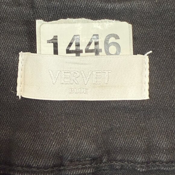 Vervet Blue Black Jeans 24 High Rise Raw Hem Super Flare Stretch Side Panel BOHO - Picture 13 of 16